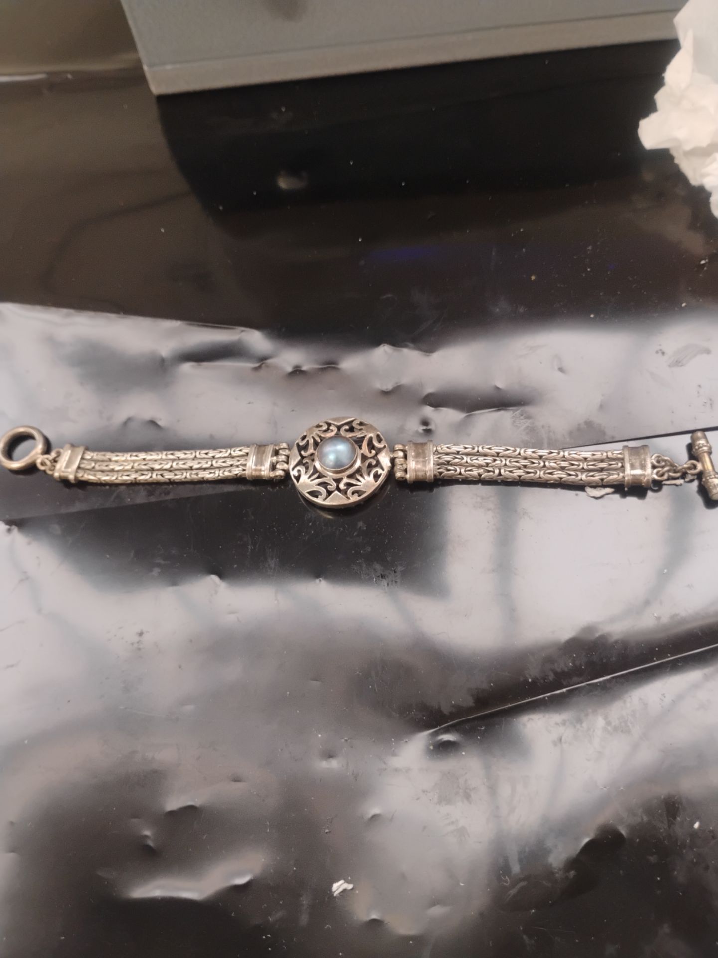 Mabe Pearl Sterling Silver Bracelet
