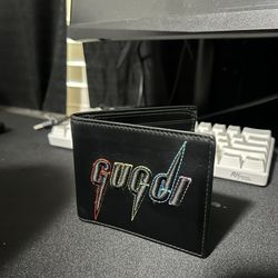 Gucci Bifold Wallet Blade Embroidery Black
