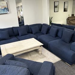 Furniture- 3 Pc Fabric Apartment Sectional
