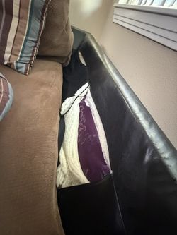 Large Brown Sectional Couch w/ Chaise + Pillows – $150 OBO