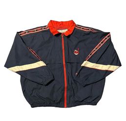 Vintage 90s Cleveland Indians Pro Player Windbreaker Jacket XL Chief Wahoo Navy