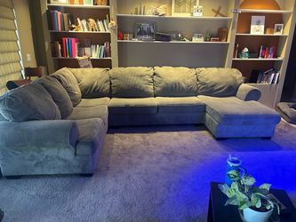 Comfy LARGE grey corduroy sectional
