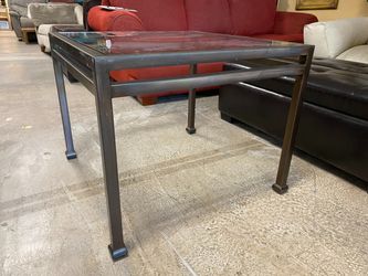 Square Glass Top Solid Metal Coffee Table