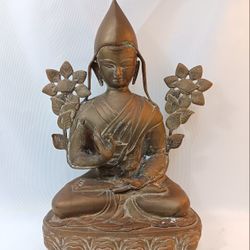 Vintage Bronze Copper Tibetan Buddhism Temple Bronze gilt Tsongkhapa Buddha Sculpture Statue $186.50 OBO! {ch}
