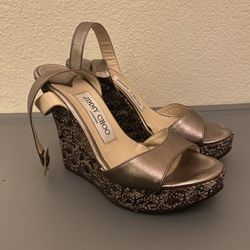 Jimmy Choo Gold w/ Sequin Heels 