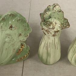 Vintage Hobbyist Ceramic Vegetable Napkin Holder and Salt & Pepper Shakers