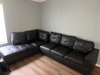 Black Leather Sectional Sofa