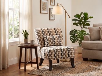 Geometric Print Accent Slipper Chair with Pillow