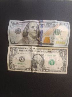 US Currency $101 – $100 and $1 Bills