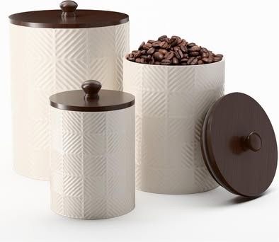 Ceramic Canisters Sets for the Kitchen with Airtight Bamboo Lids - Ceramic Canister Set of 3