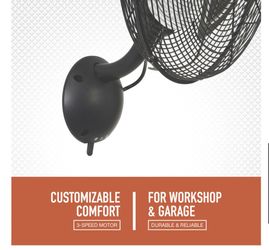 Ironton Oscillating Wall-Mount Garage Fan, 14in