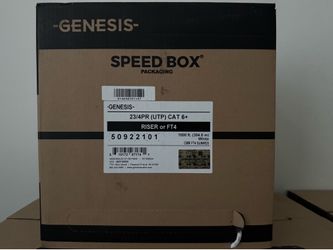 1,000-foot spool of Genesis Cat 6+ Riser (CMR/FT4) solid bare copper network cable in white (Part Number: (contact info removed)1)