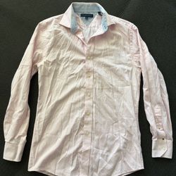 Tommy Hilfiger Men’s Pink And White Button-Down Shirt, Size Small