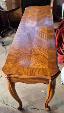 Vintage Wood Parquet Console Table