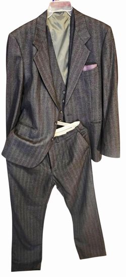 Bottoia Men's Blue Striped 44R 3-Piece Suit 2-Button Notch Lapel
