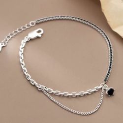 Solid 925 Sterling Silver Irregular Minimist Link Bracelet  #LK550