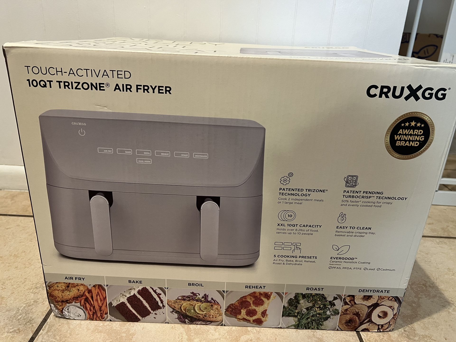 cruXgg Touch Activated 10QT Trizone Air Fryer