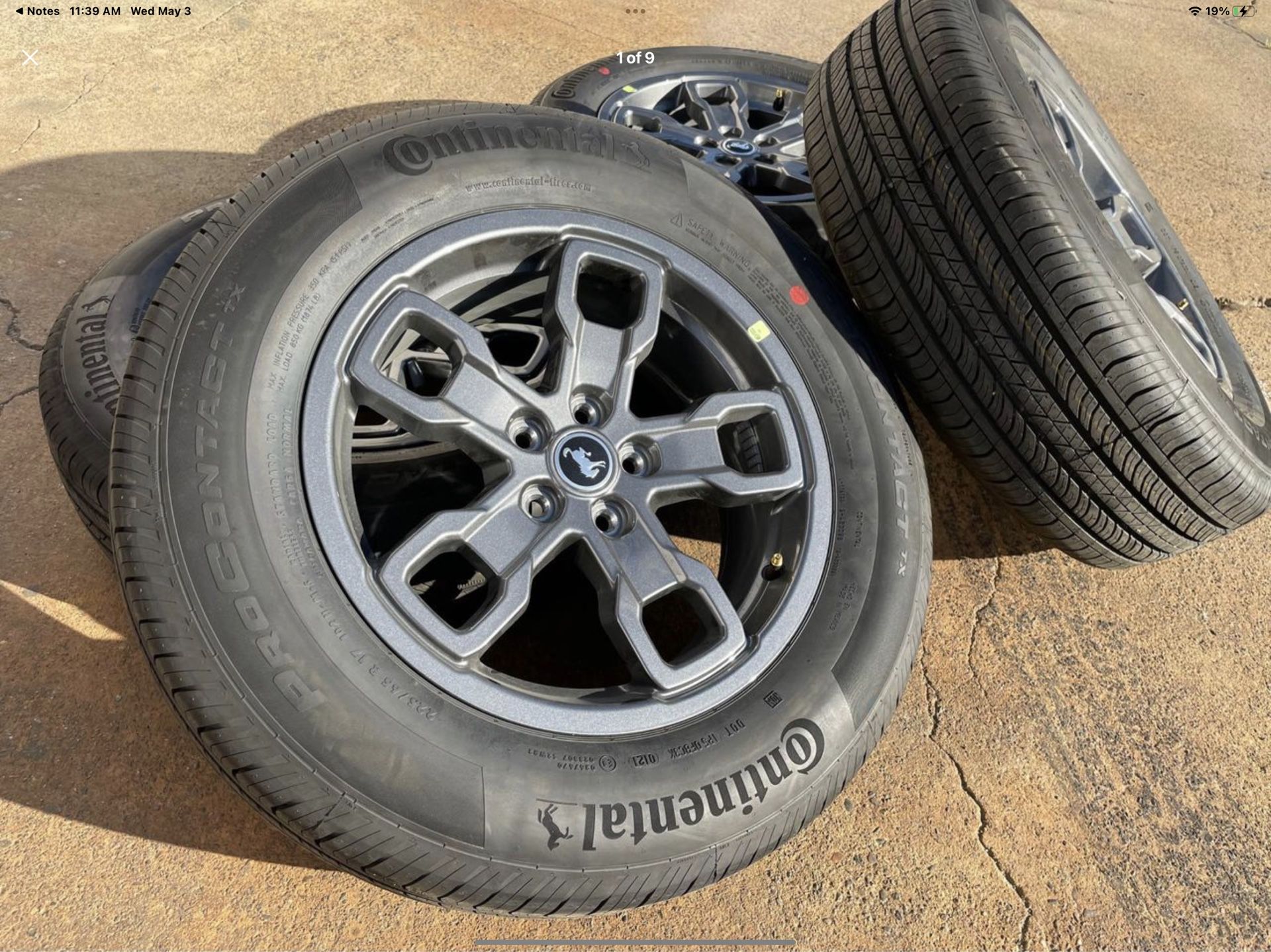 17" 2021 Ford Bronco Sport wheels Continental tires 225/65/17 rims fits Edge Escape