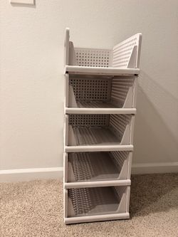5 Pack Closet Organizers and Storage, Reinforced Stackable Closet 16.73" in Foldable Closet Storage Bins for Clothes, Towels, Stackable Wardrobe Shelf