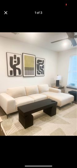 Poly & Bark Rue Right-Facing Sectional Sofa | Crema White Boucle