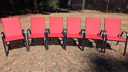 Set of 6 Red Sling Patio Chairs