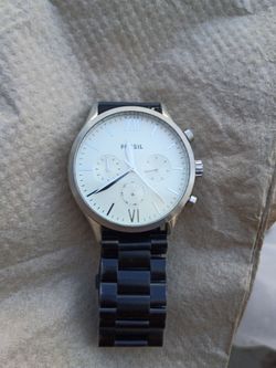 Fossil Chronograph Watch Silver and Black