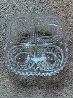 Vintage Clear Glass 4-Section Divided Relish Serving Dish