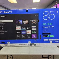 ONN 85 INCH UHD ROKU TV'S IN STOCK BLUETOOTH AIR PLAY W/WARRANTY - PAYMENT PLANS