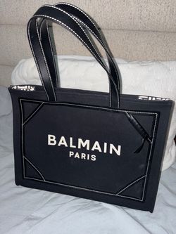 Balmain Paris Black Canvas Tote Bag
