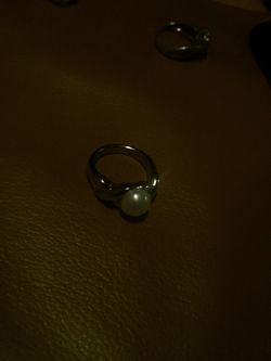 Real silver and pearl ring