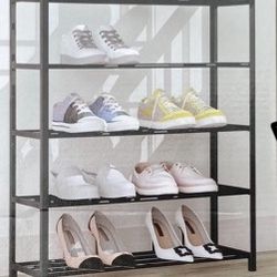  5-Tier Stackable Shoe Rack, Expandable & Adjustable Shoe Organizer Storage Shelf