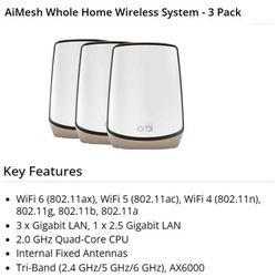 NETGEAR Orbi - AX6000  WiFi 6 Tri-Band Mesh Whole Home Wireless System
