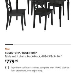 🪑 IKEA ROSENTORP Dining Set – Table + 6 Chairs (Black) – $590