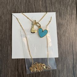 turquoise heart initial necklace- a/16" + 2" extender