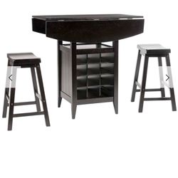 Emeric Drop Leaf Pub Table - 3 Pc Set - Espresso | Safavieh - AMH8504A