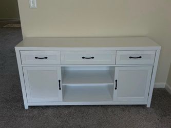 White Sideboard Buffet Cabinet with Drawers (TV Cabinet)