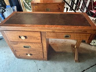 Vintage Wood Desk and Nightstand set