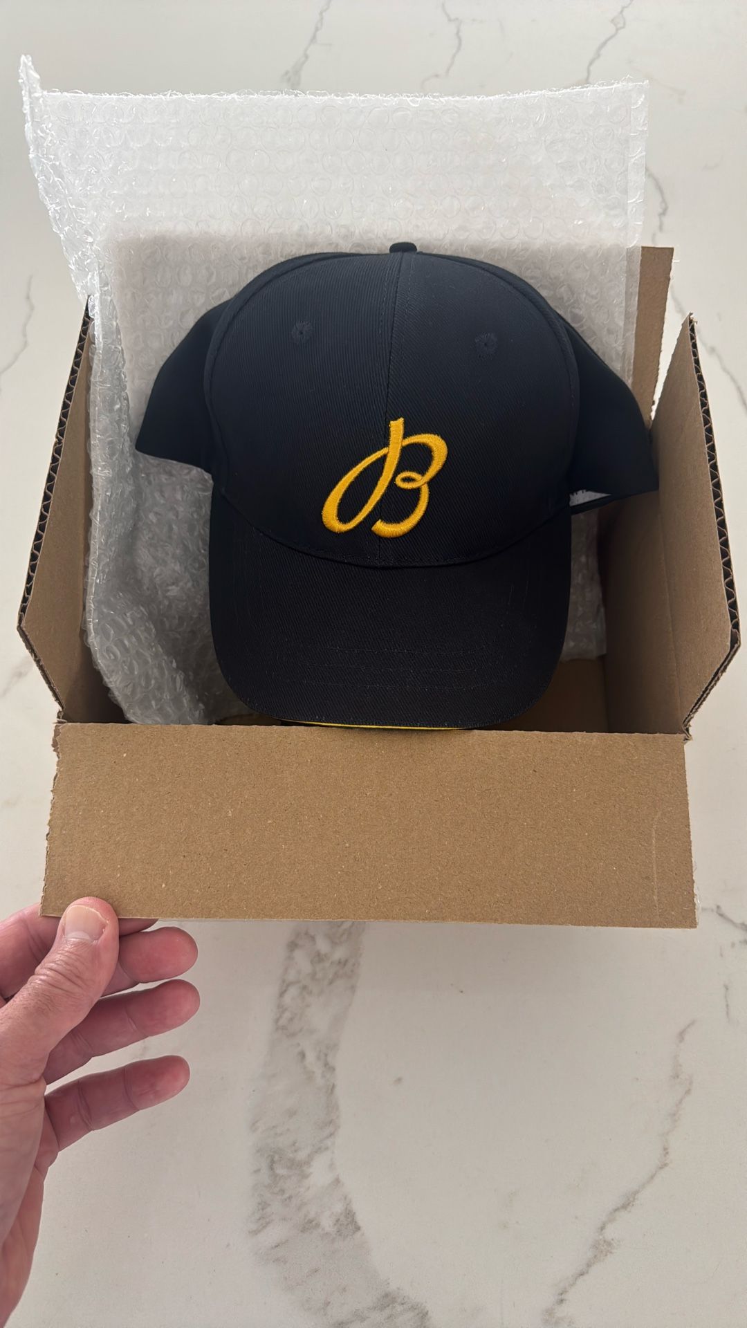 Breitling Watches 1884 Promotional B Logo Cap Strapback Hat Navy Yellow