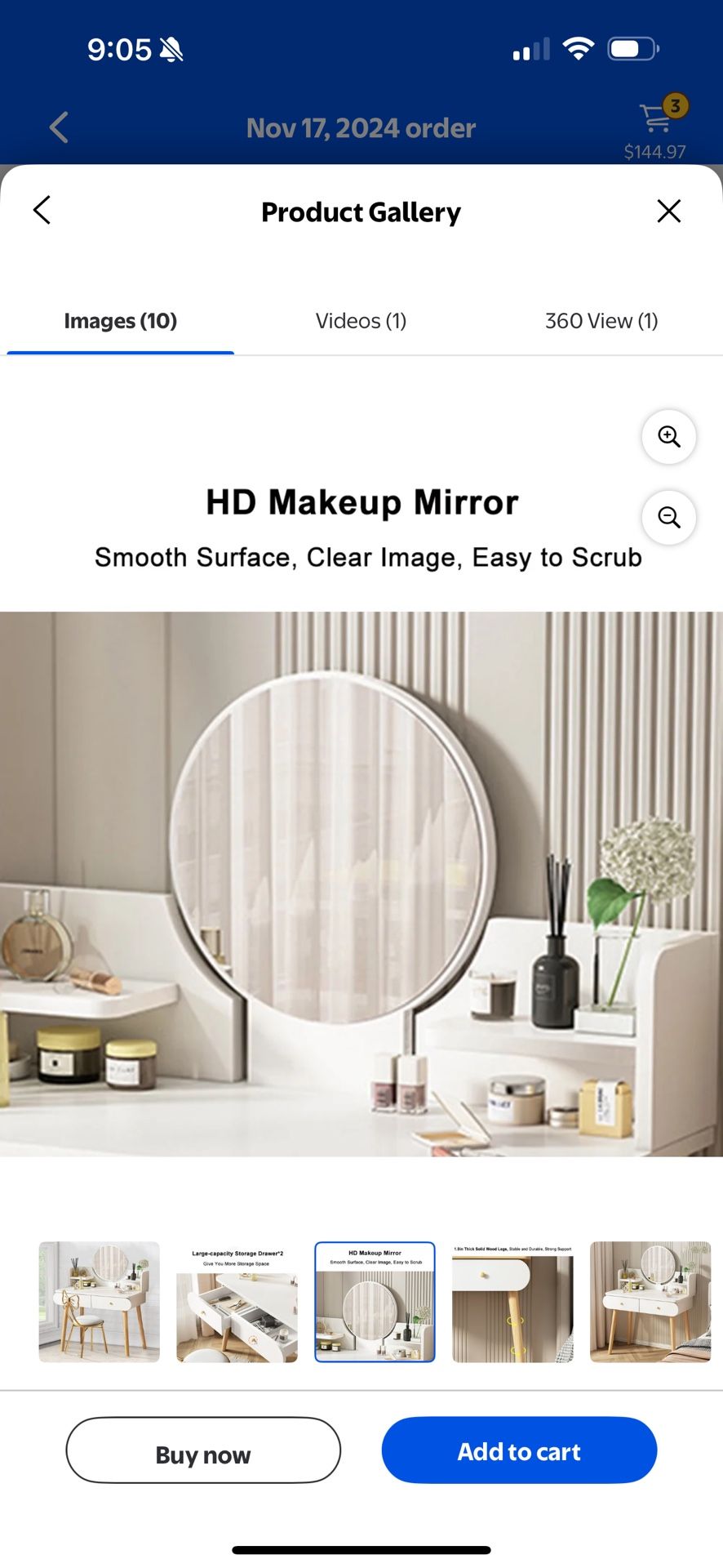 ANJORALA Vanity Table Set with Mirror, Adult Makeup Vanity Desk Dressing Table(Without Stool)