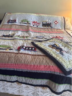 Pottery Barn kids transportation-themed quilt
