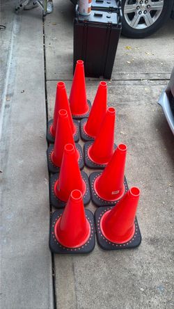 Orange Traffic Safety Cones Set of 9