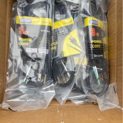 Brand new 3-Wire Appliance and Power Tool Cord, 3 ft, 16 AWG, 13A/125V AC, 1625w, Black wire. Sells for $10 each, I have 10 pieces, so $100 value.
