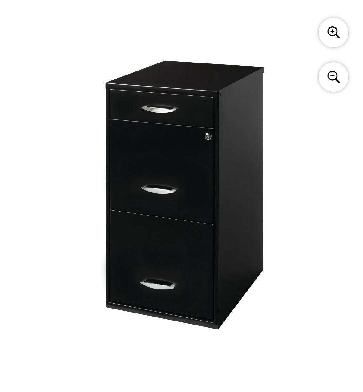 Space Solutions 3 Drawer Letter Width Vertical File Cabinet with Pencil Drawer, Black. Has a dent