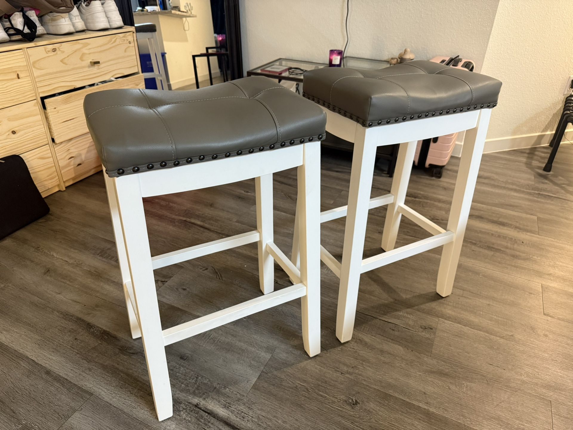 White And Leather Bar Stools