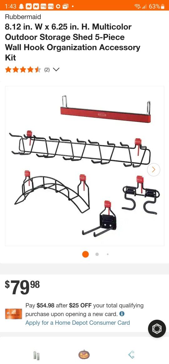 Rubbermaid Outdoor Storage Shed 5-Piece Wall Hook