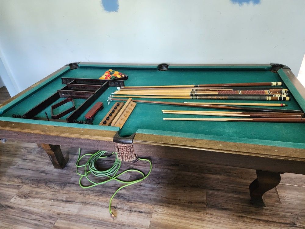 Pool Table With Everything Needed To Go With It