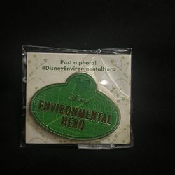 2021 Disney Parks Cast Exclusive Environmental Hero Name Tag Green Leaf Pin