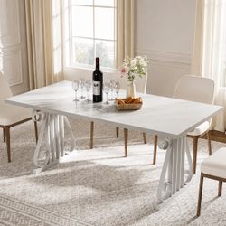 Farmhouse White Dinning Table 6-8 People 