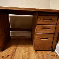 solid Wood Desk With Three Drawers And Writing Surface