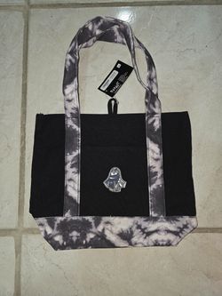 Spirit Small Black Tote Bag Tie-Dye Handles Ghost Logo Inner Pockets